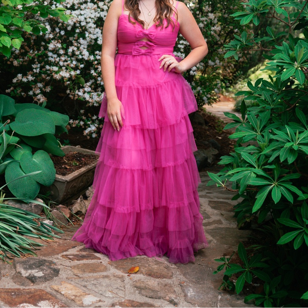 Elegant Pink Tiered Dress
